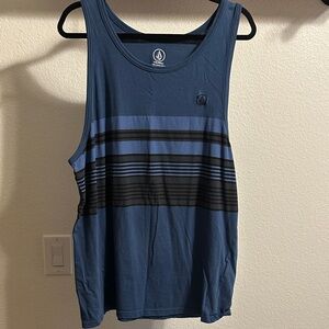 Volcom Blue and Black Striped Tank Top